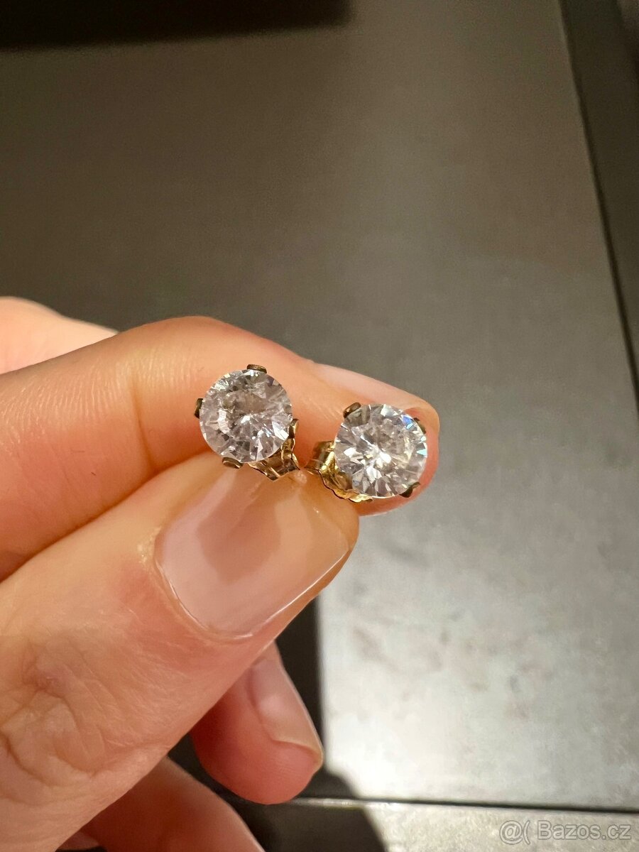 Tachyonové pozlacené náušnice se zirkony - 3