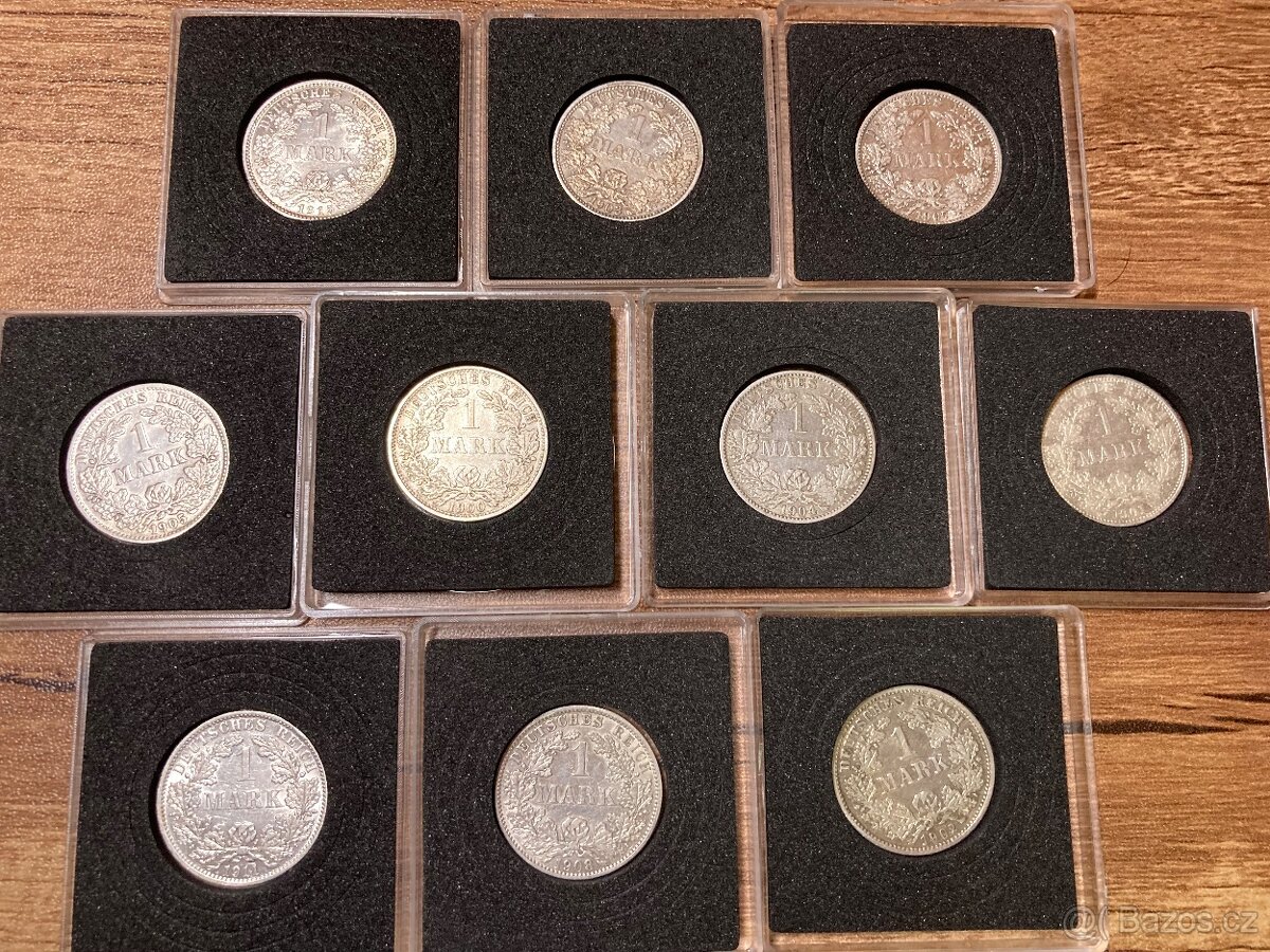 mince Deutsches Reich – 1 Mark (10 ks, stříbro) - 3