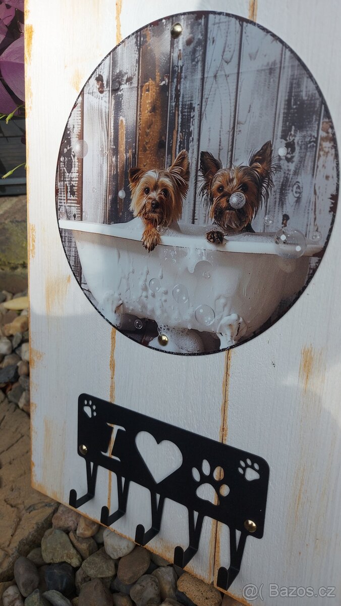 Hand made yorkšír věšák na klíče Provence - 3