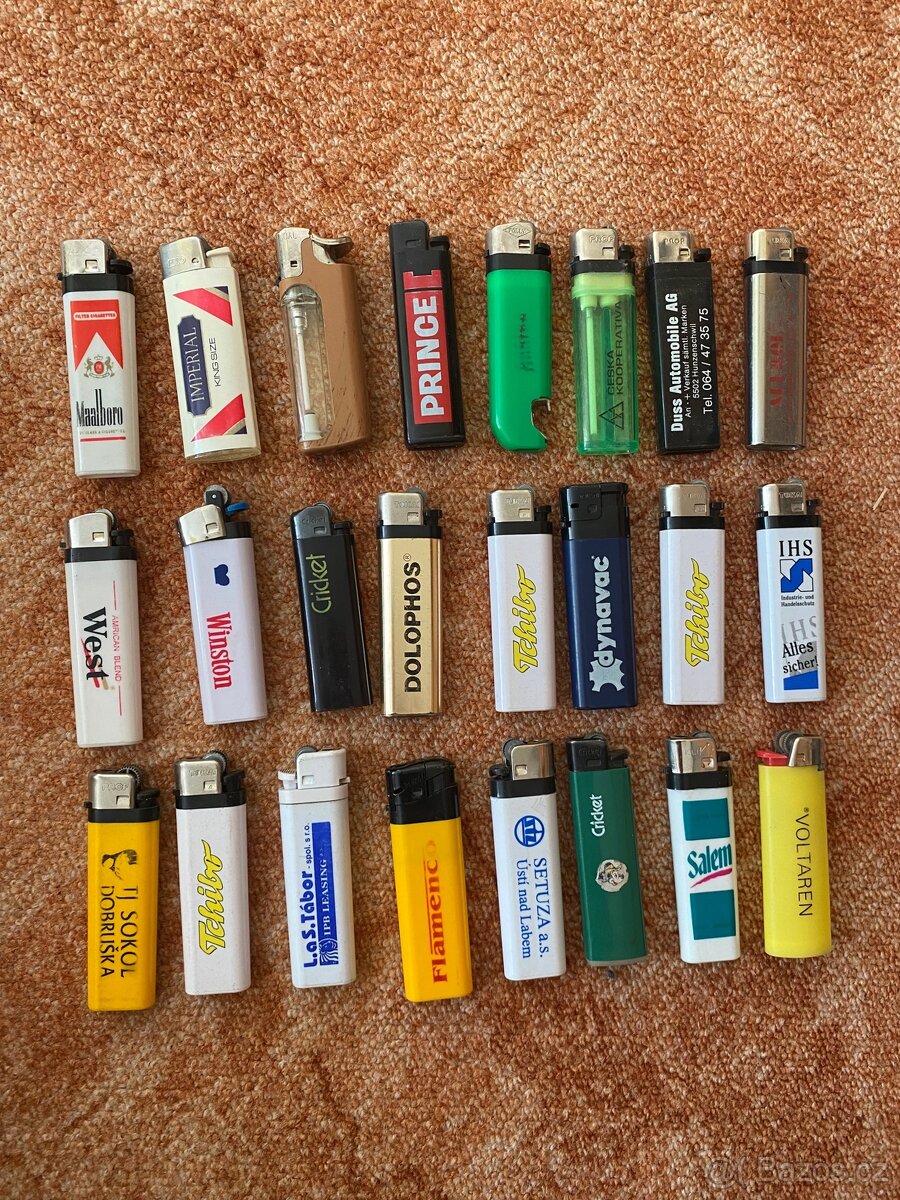 Retro sbírka 120 ks reklamních zapalovačů – mix značek - 3