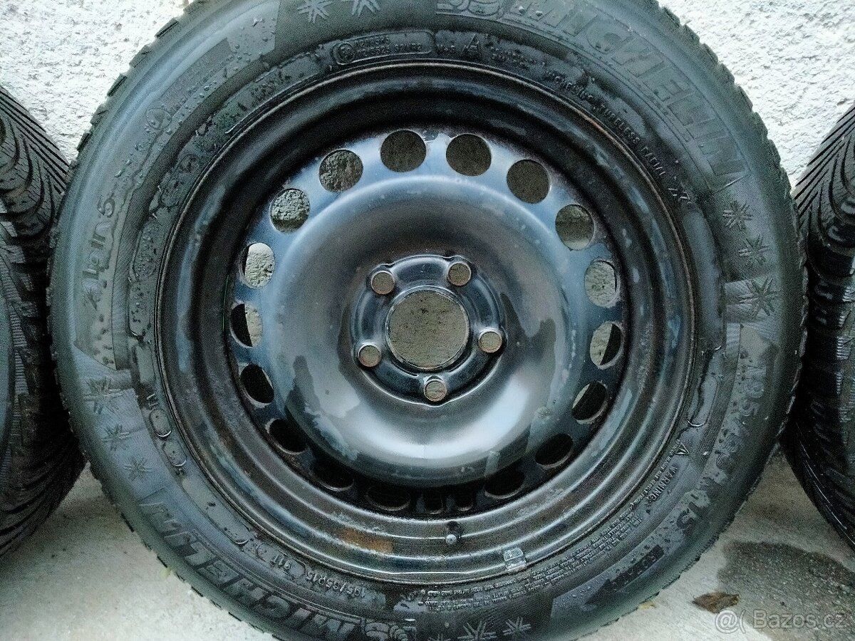 Ocelová kola 6,5J x 15, 5x110, ET 35, zimní pneu 195/65 R15 - 3