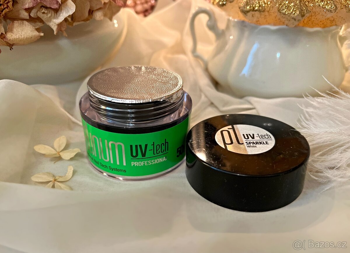 UV-LED PLATINUM Modelážní Gel Stř.Hustý SPARKLE White 50g - 3