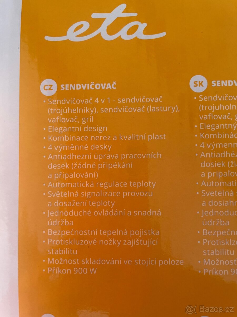 Sendvičovač ETA Sorento 3151 90010, 4 v 1 - 3
