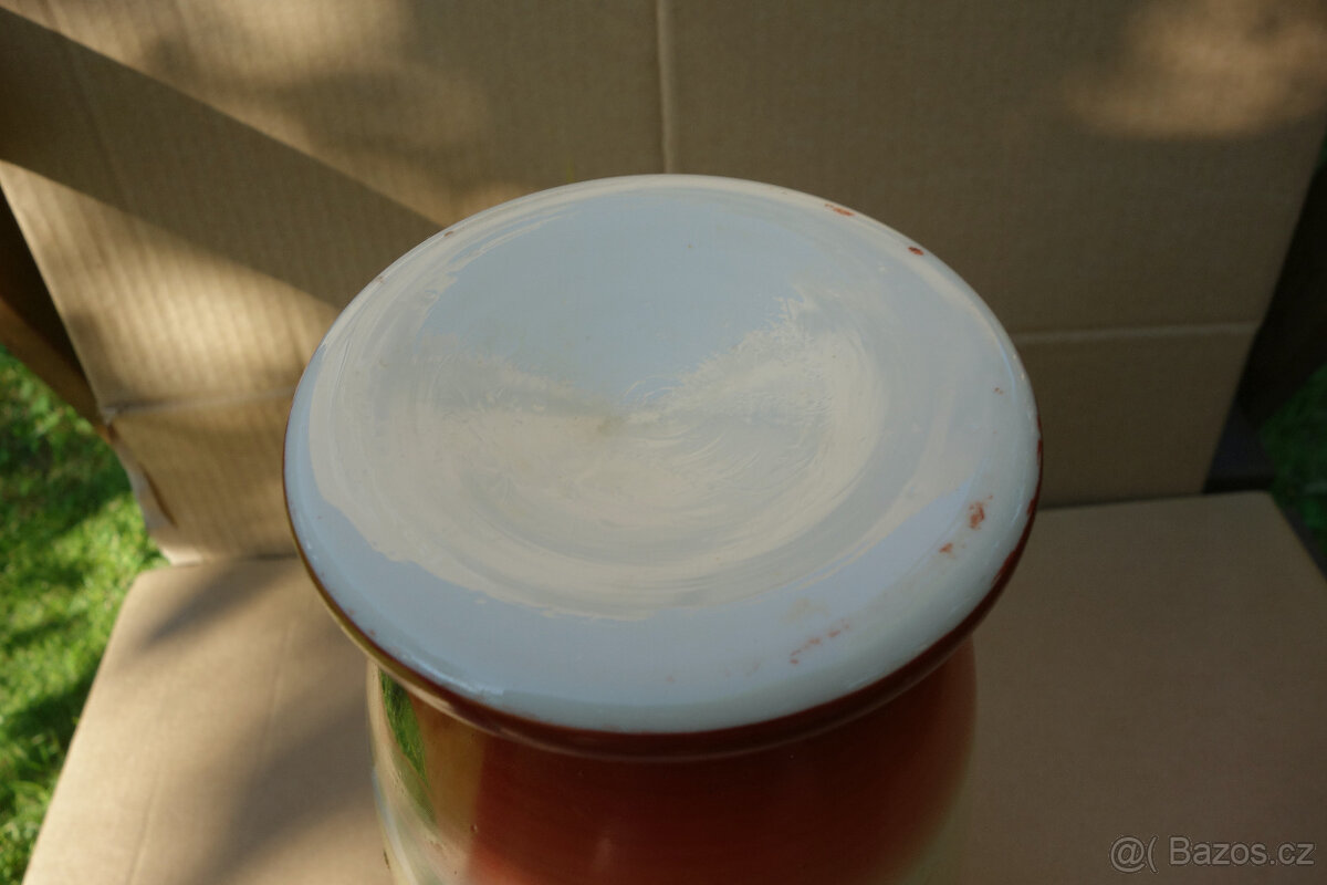 Pěkná, stará malovaná váza z mléčného skla - 3