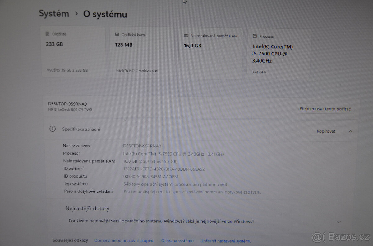 HP Elitedesk 800 G3 PC i5/16GB/SSD 256GB/záruka - 3