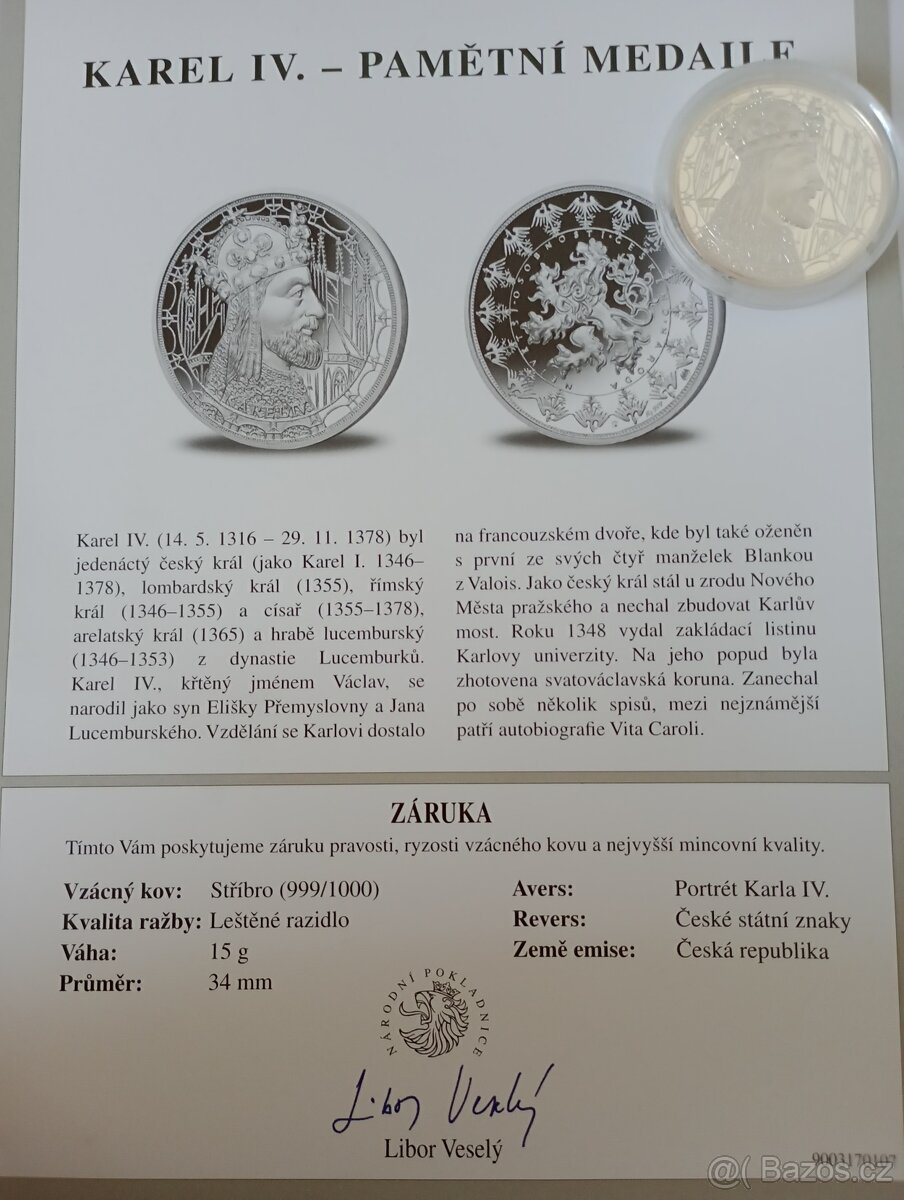 Stříbrná medaile Karel IV. - 3