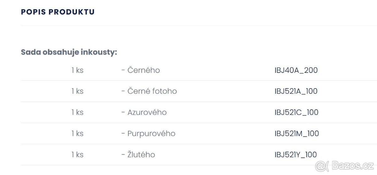 Sada inkoustů TBJ521Canon Pixma 5ks - 3