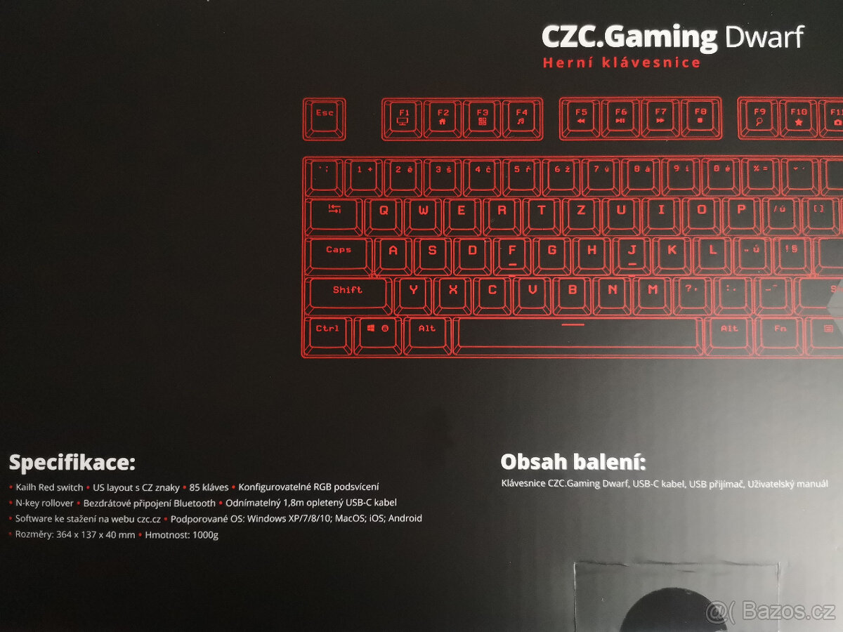 Nerozbalená herní kláv. CZC.Gaming Dwarf Kailh Red CZ,záruka - 3
