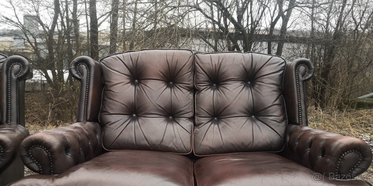 KOŽENÁ sedací souprava 3+2 CHESTERFIELD - 3