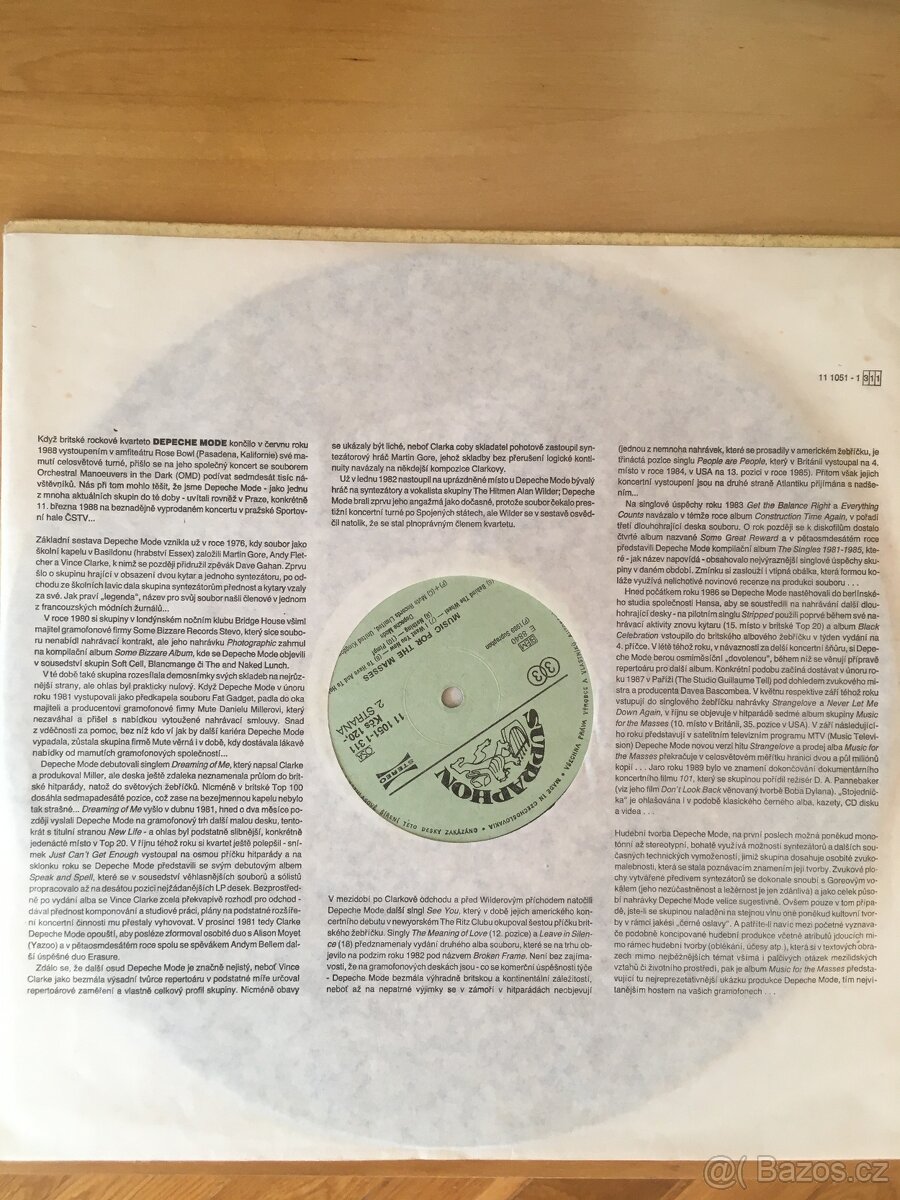LP Depeche Mode – Music For The Masses ( Supraphon 1989) - 3