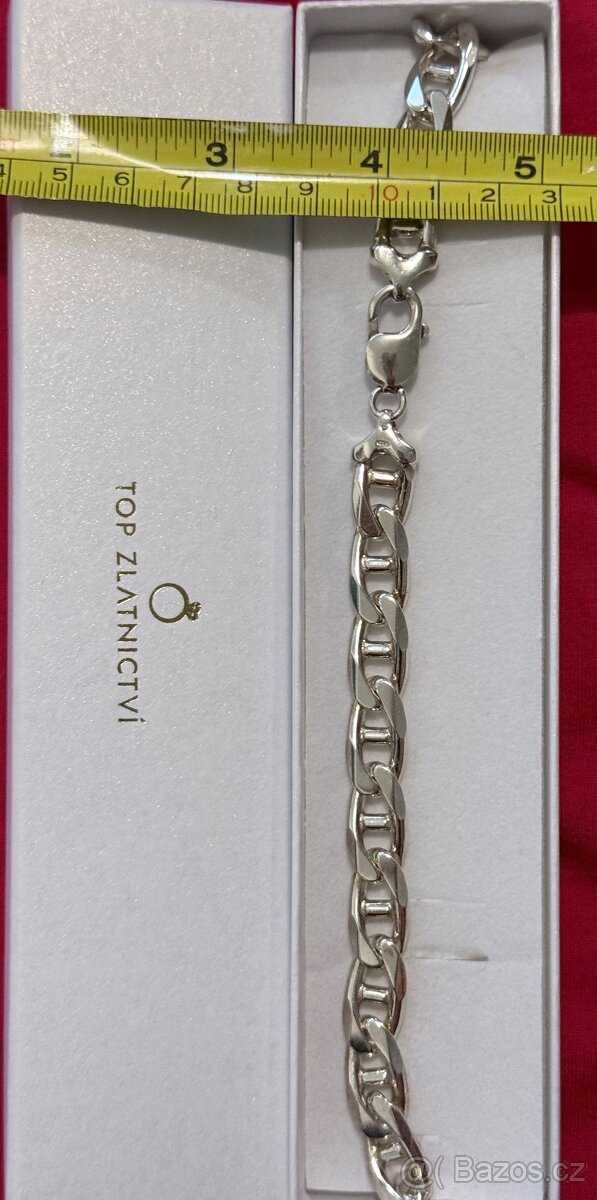 Nový Masivní stříbrný řetízek 55cm délka , 1cm šířka - 3
