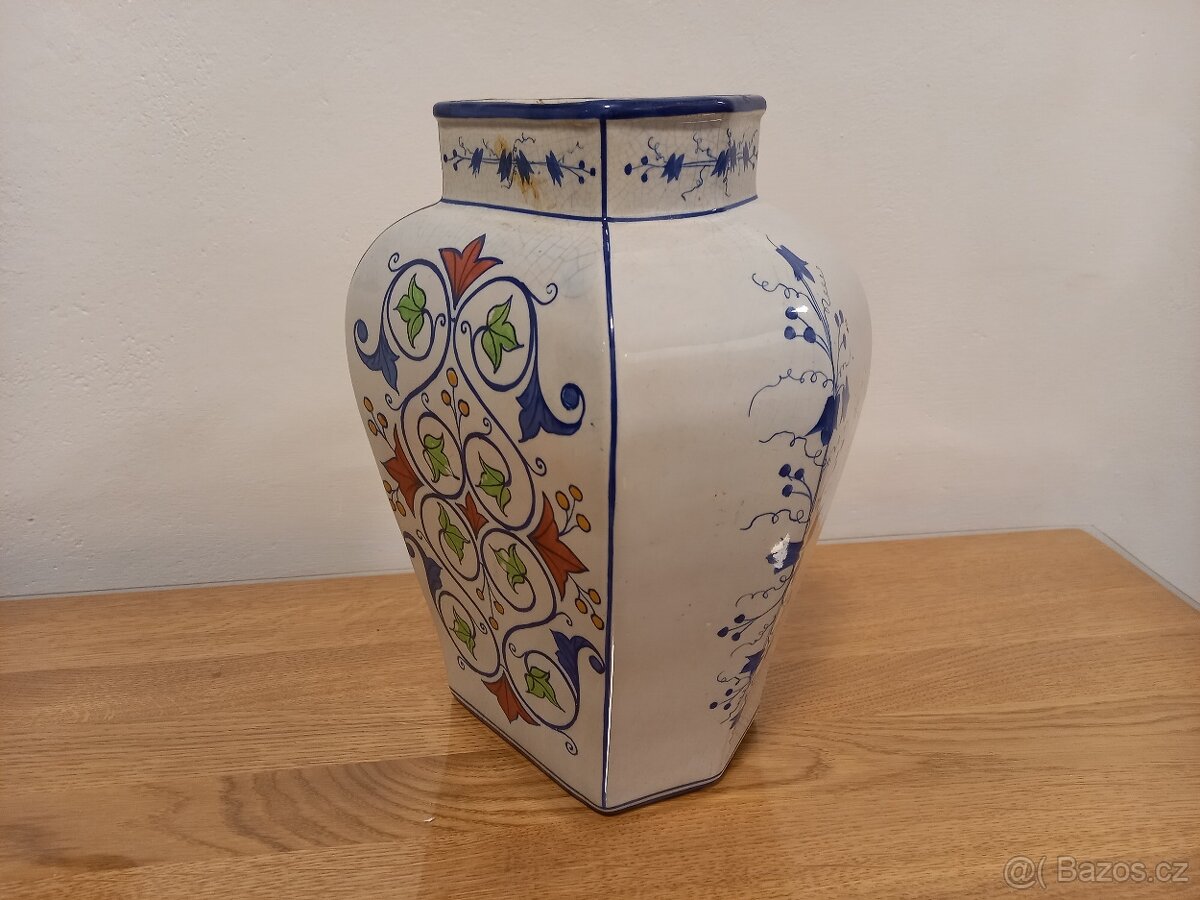 stará malovaná keramická váza - 3