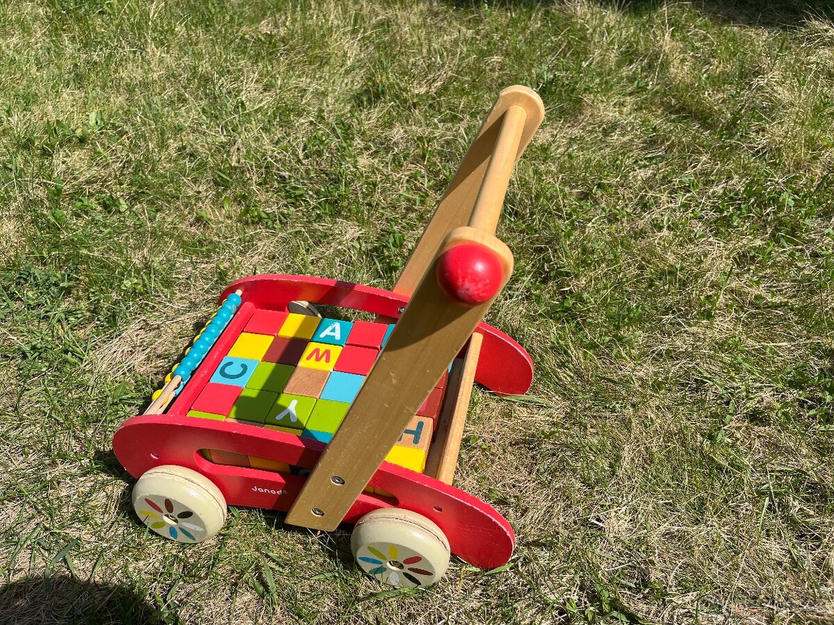 Detsky dreveny vozik s kostkami a pocitadlem - 3
