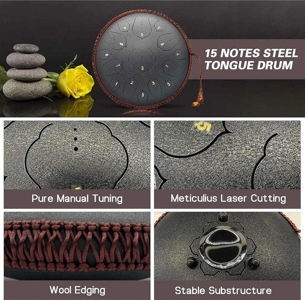 Velký Tongue drum, opletený buben 15 tónů, 36 cm - 3