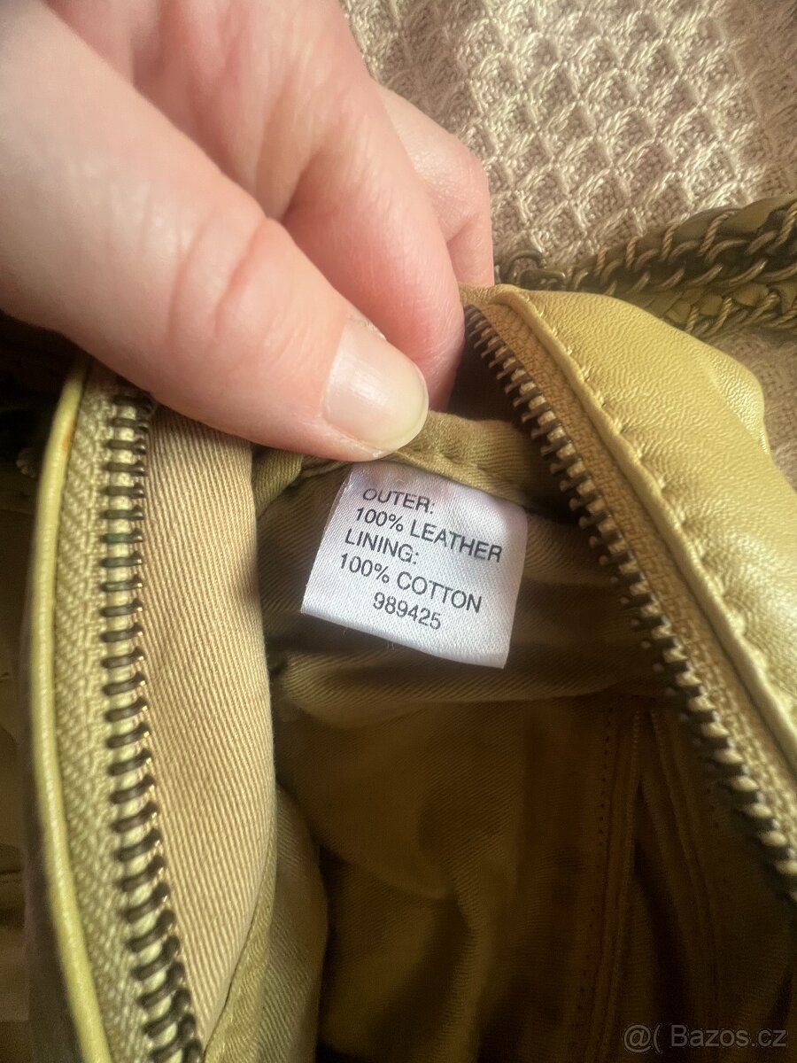 Kožená kabelka/brašna/taška žluto/zelená - 3
