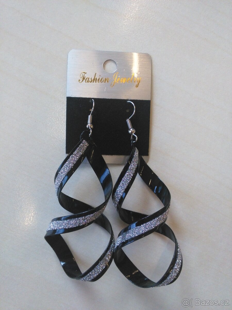 Spirálové náušnice černo stříbrné - 3