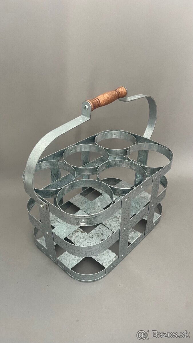 Starožitný košík na mlékové lahve - 3