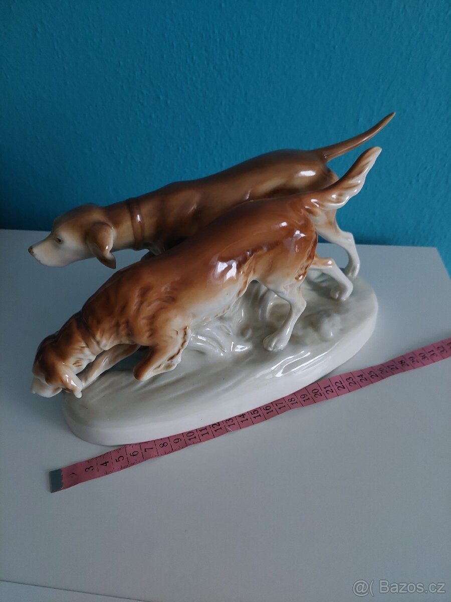 Retro porcelanova soska lovecti psi ROYAL DUX - 3
