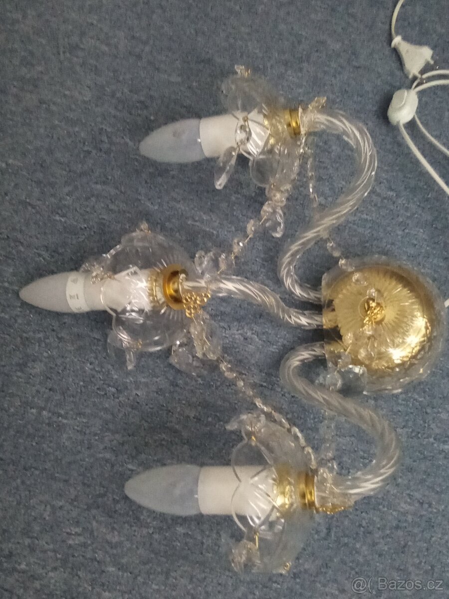 Starožitný - Křišťálový lustr a nástěnné svítidlo - set - 3