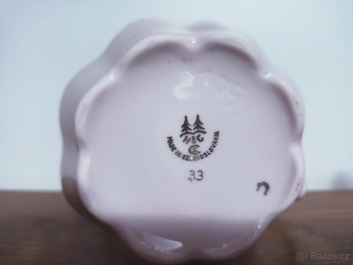 2x hrnek z růžového porcelánu s květem růže - 3