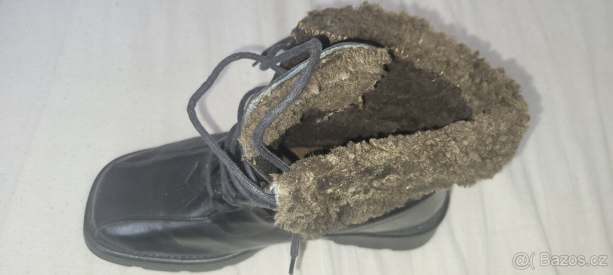 Kožené kotníčkové boty s beránkem - 3