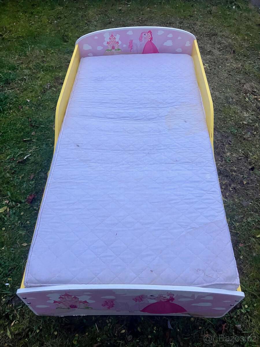 Dřevěná dětská postel 80x160cm, matrace, výsuvný šuplík - 3