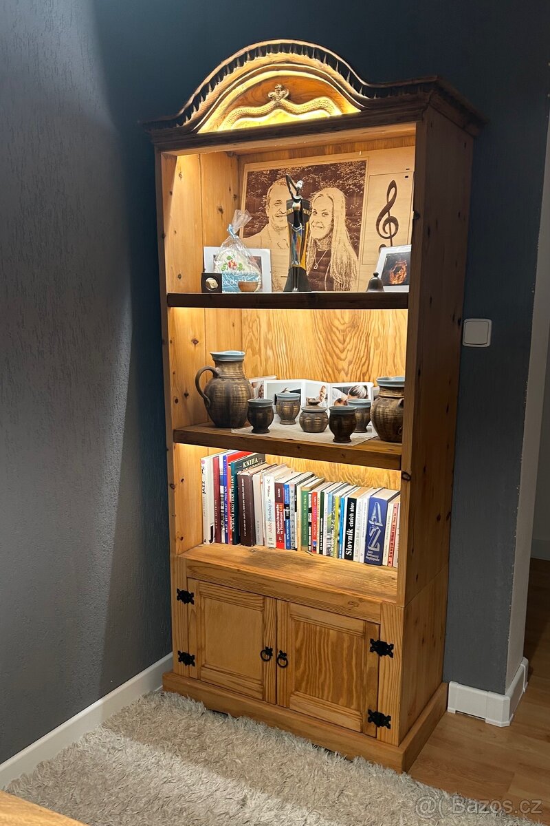 Stylový selský příborník / knihovna – masiv, renovováno - 3