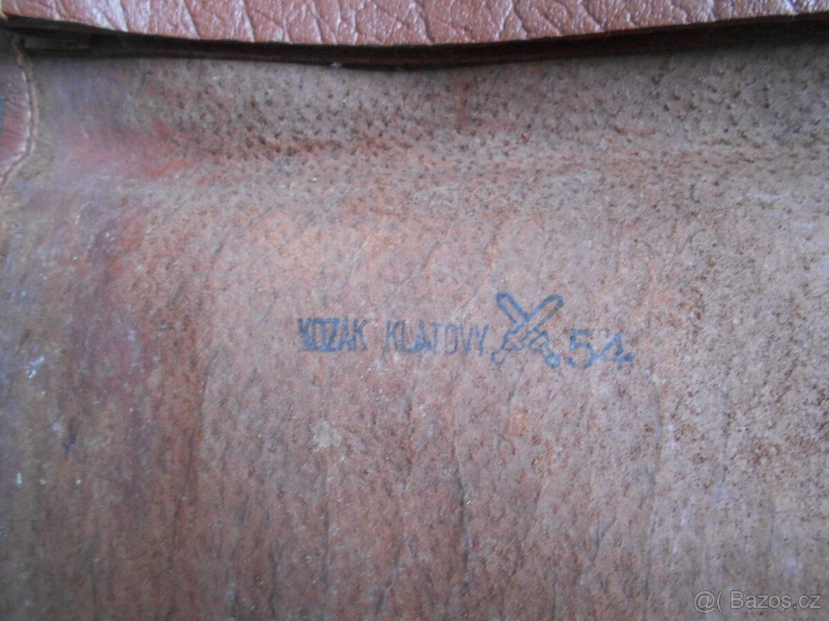 Stará, vojenská, kožená brašna. - 3