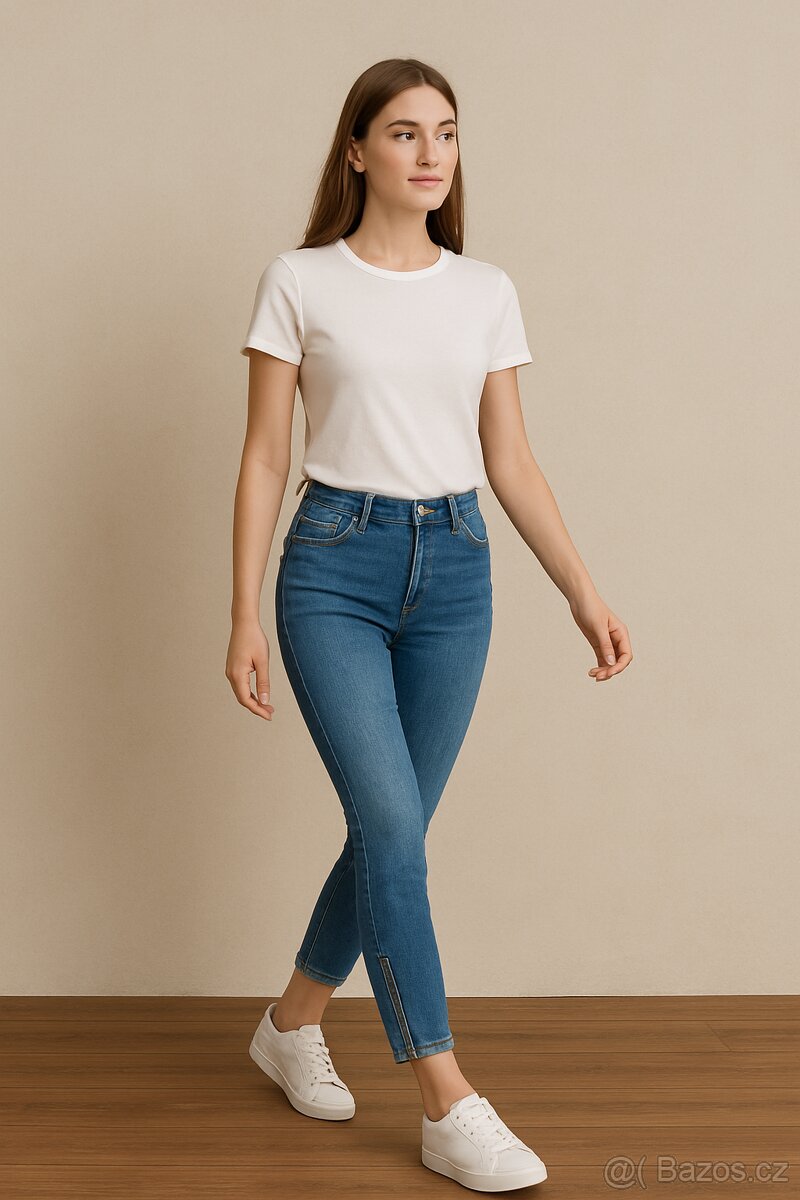 Nové 7/8 slim dámské džíny Lee vel. S - 3