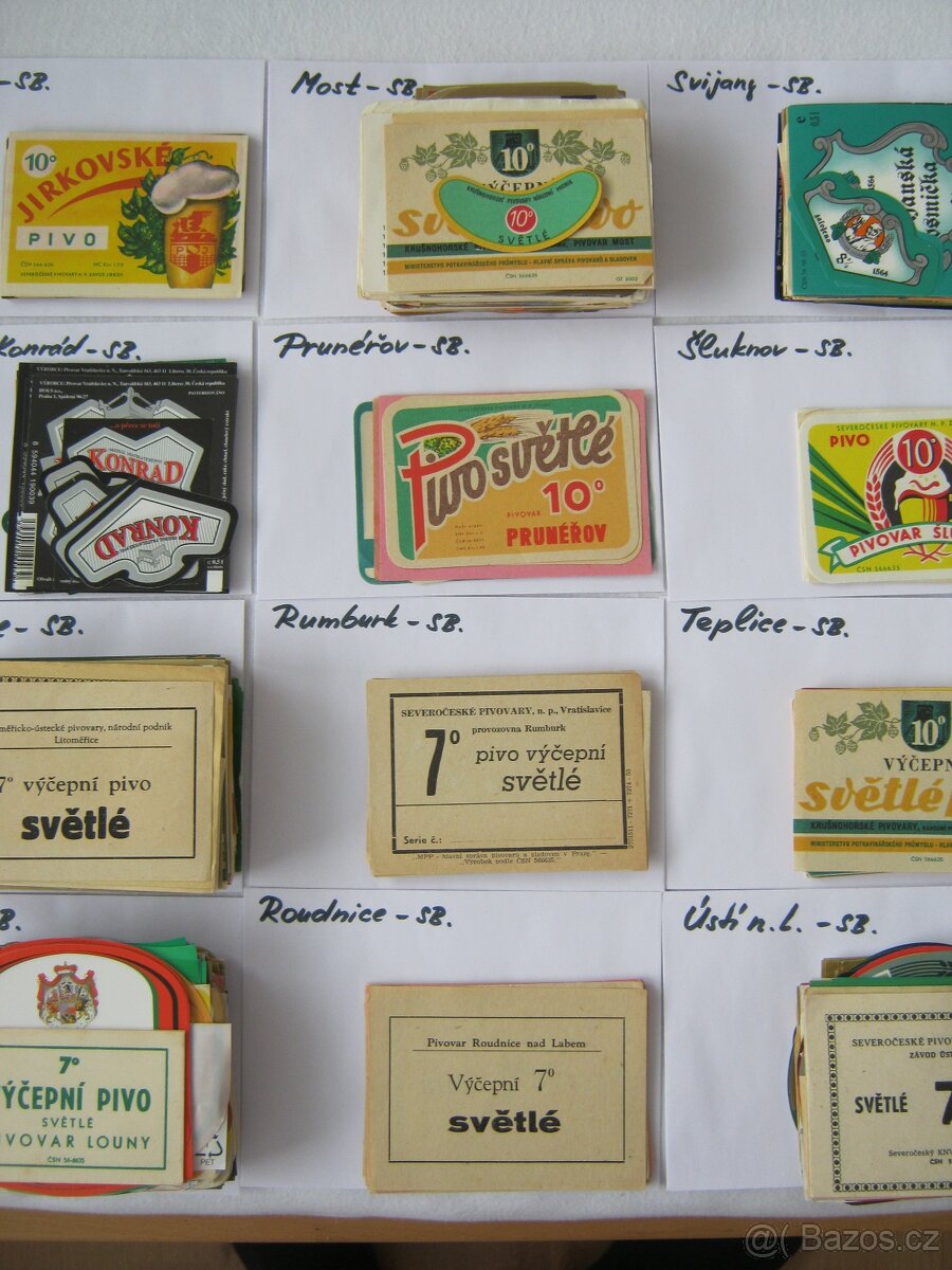 pivní etikety sbírka severní Čechy 20 pivovarů 2500ks - 3