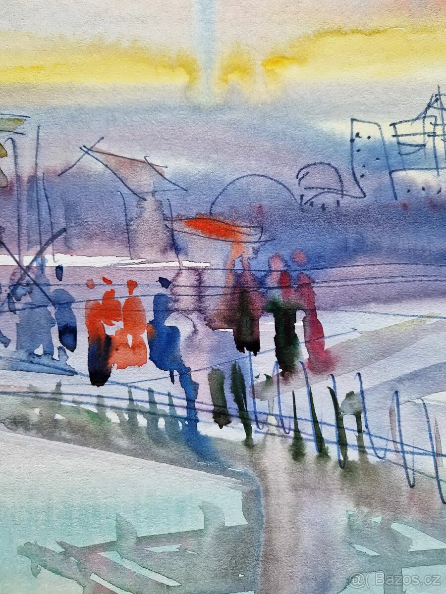 MOSHE LEIDER - (Akvarel) 4 , Impresionizmus - 3