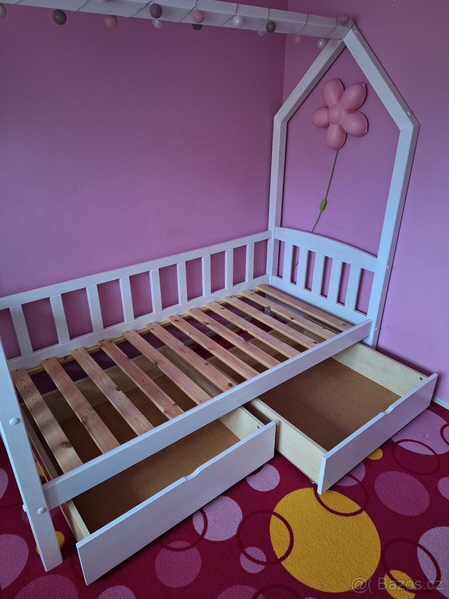Domečková postel bílá - 3