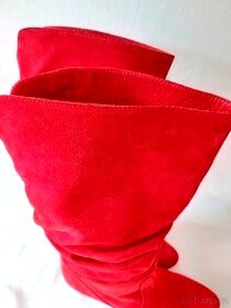 Červené kozačky z pravé kůže vel.38 - 3