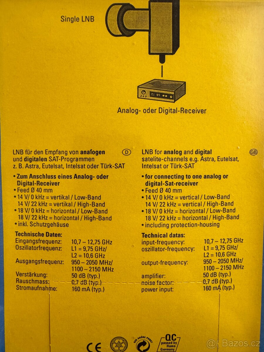 Prodám LNB čidlo pro digitální satelitní příjem, nové - 3