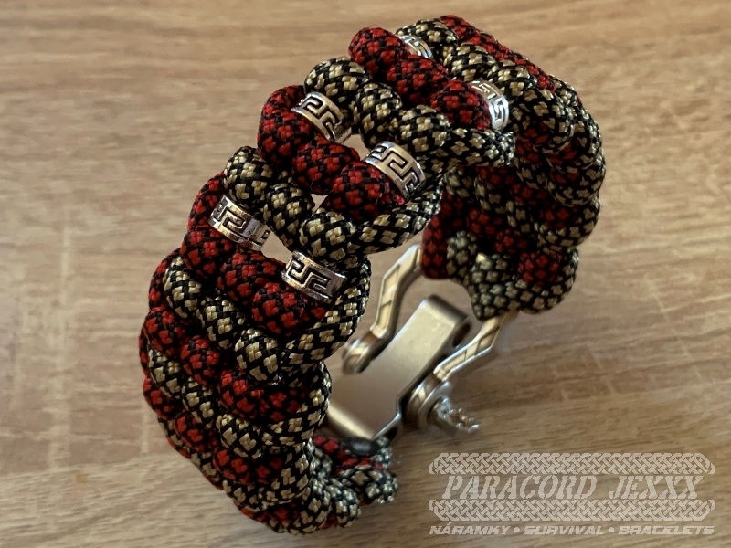 Paracord náramek (18 cm) red - bronze - 3