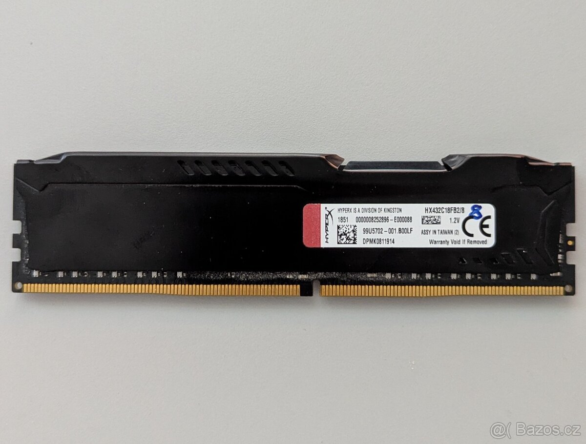 Paměť RAM DDR4 8GB (1x8GB) 3200mhz CL18 HyperX Fury Kingston - 3