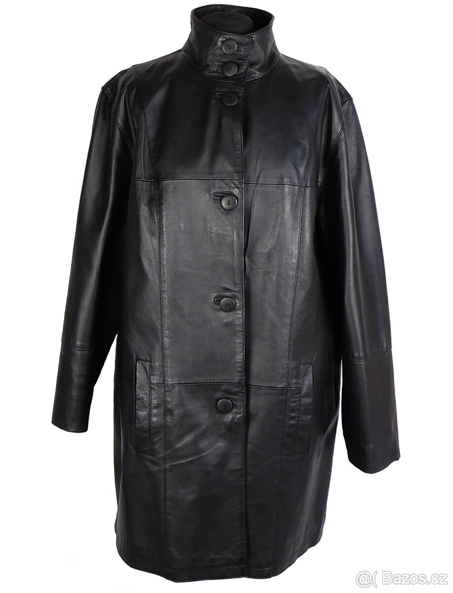 Kožený měkký dámský černý kabát CERO XL - 3
