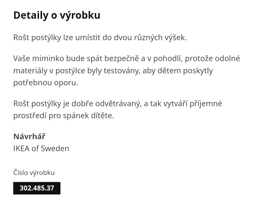 Dětská postýlka Ikea Sniglar s matrací - 3