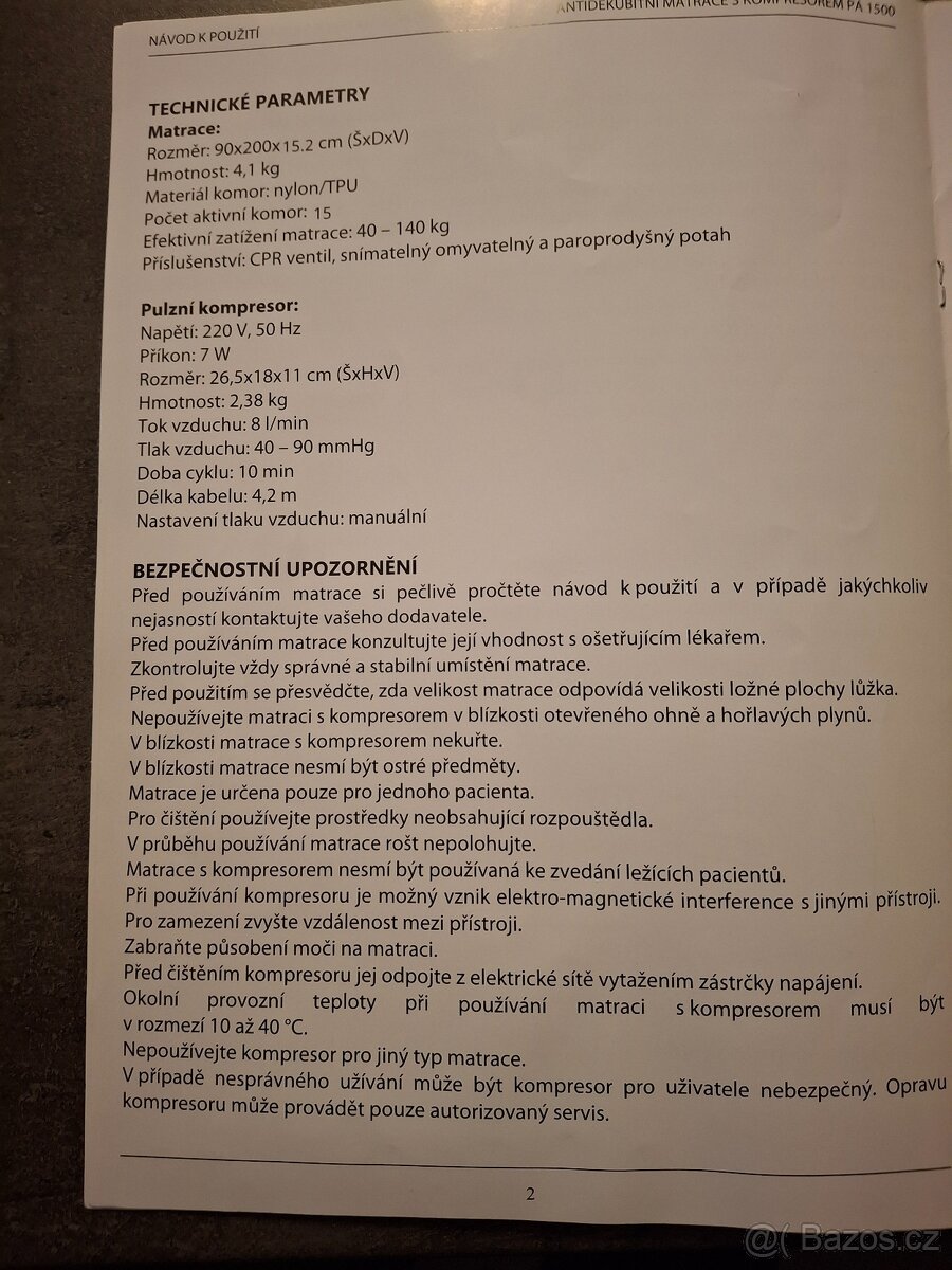 Antidekubitní vzduchová matrace - 3