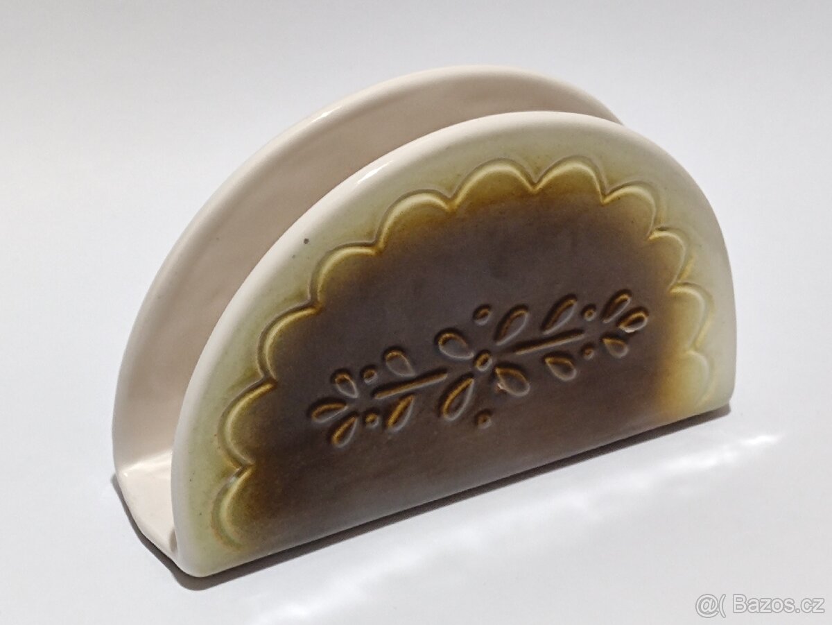 Retro stojan na ubrousky, starý, keramika, ČSSR, pošta 79.- - 3