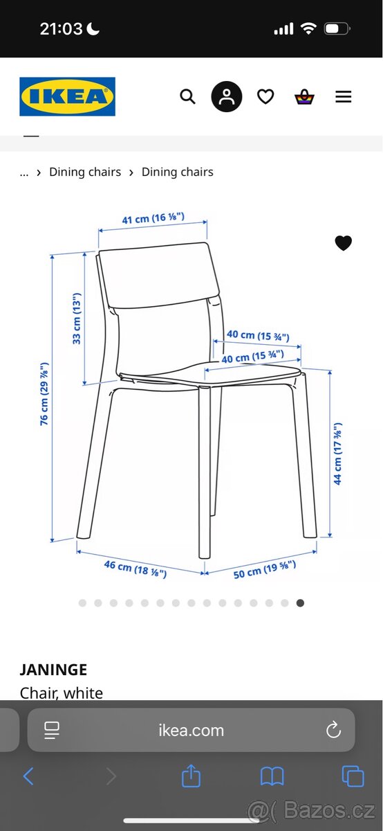 Bílé židle JANINGE Ikea - 3