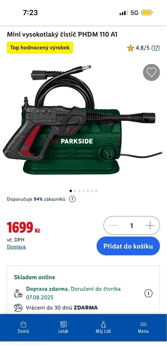 PARKSIDE Mini vysokotlaký čistič PHDM 110 A1 - 3