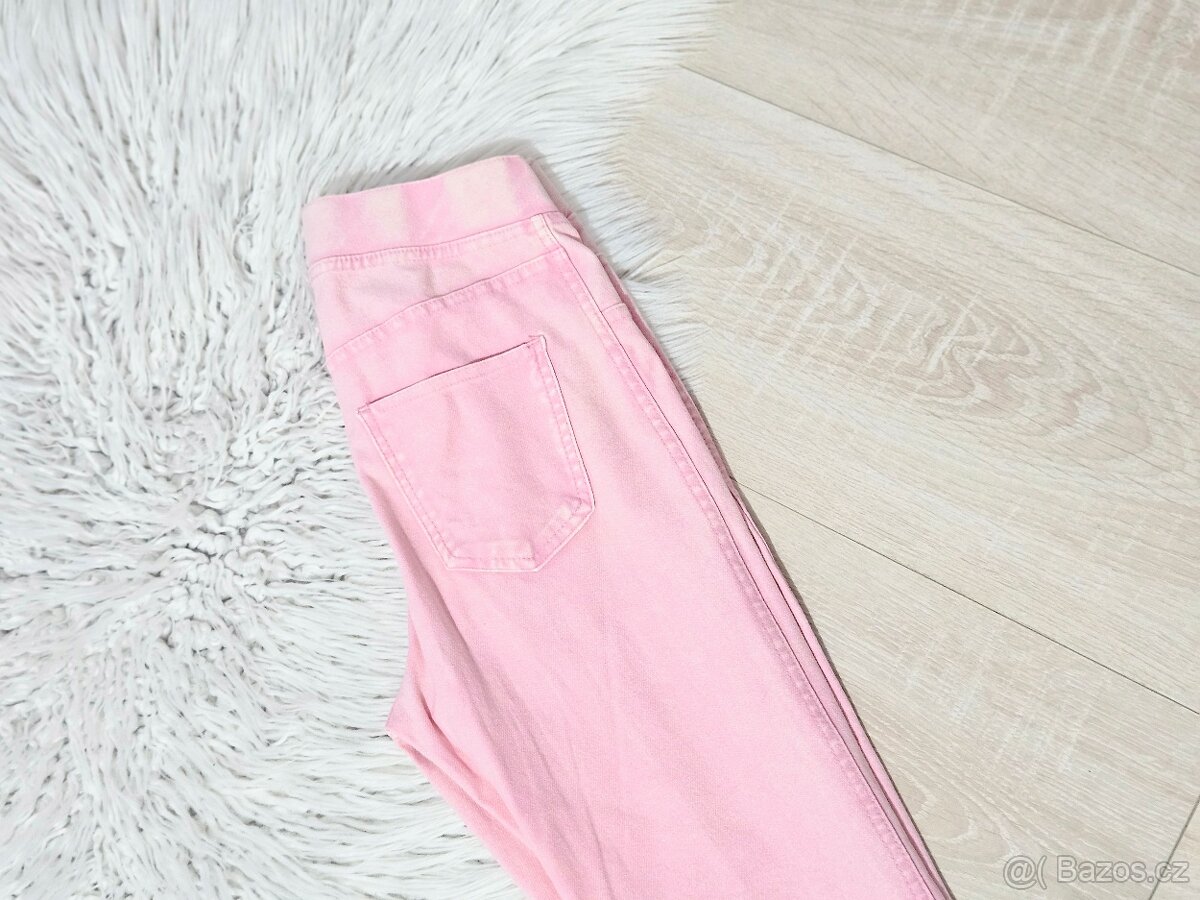 Růžové skinny džeginy, legíny rifle vel 12/13 let - 3