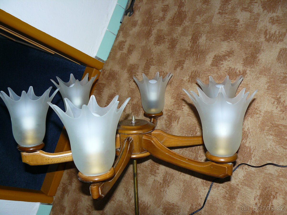 Lustr retro dřevěný - 3