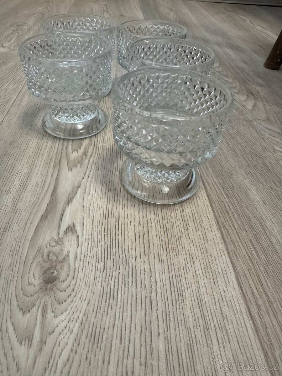 Retro broušené skleněné misky - 3