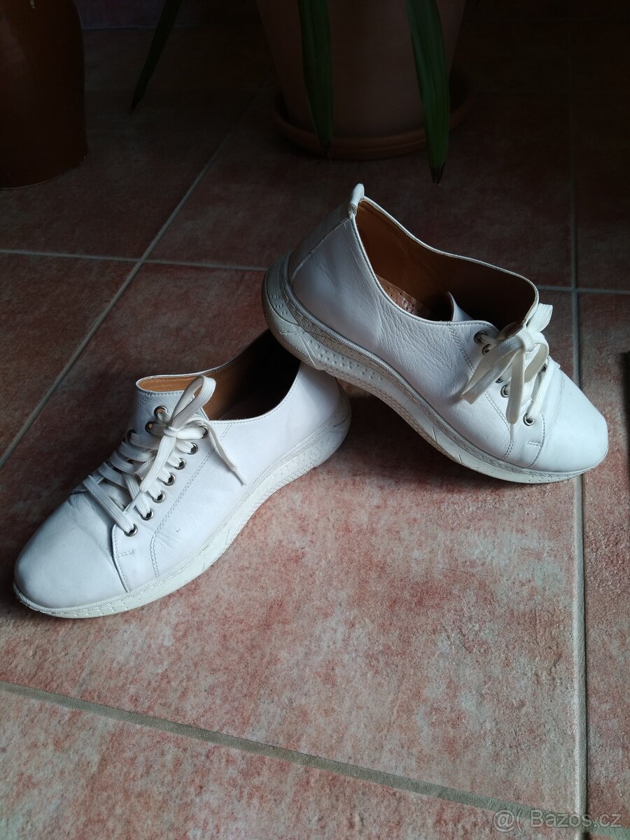 Celokožené bílé vycházkové boty vel.+++39+++ - 3