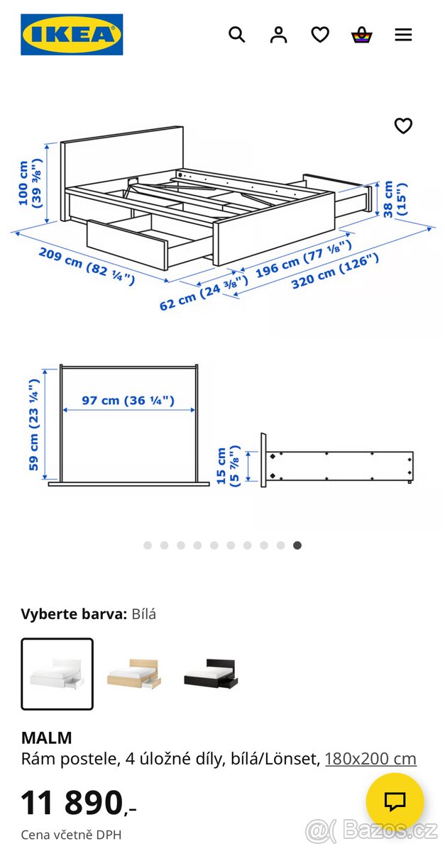 Postel IKEA MALM 180cm x 200cm - 3