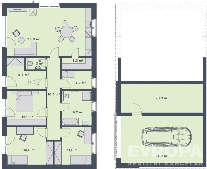 Novostavba rodinného domu 4+kk, pozemek 800m2, 15minut od Pr - 3