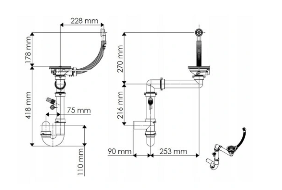 Nepoužitý granitový dřez s odkapávačem a baterií - 3