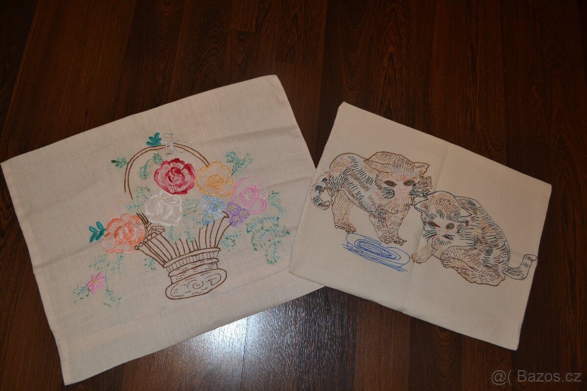Retro vyšívané prostírání,ubrus a návleky na polštáře - 3